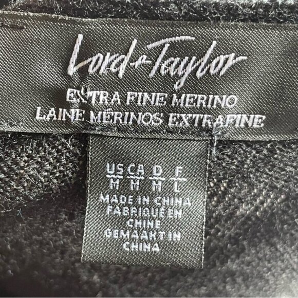 Lord and Taylor 100% merino wool black button up cardigan size medium - Picture 9 of 11